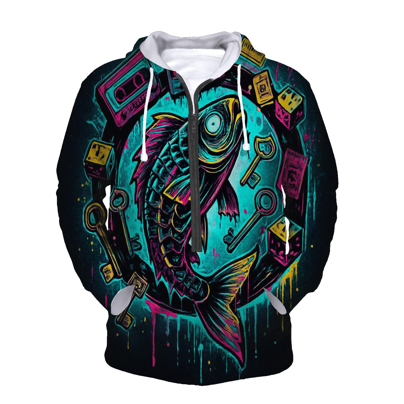 Clockwork Koi In The Neon Thriftstorm lightweight hoodies