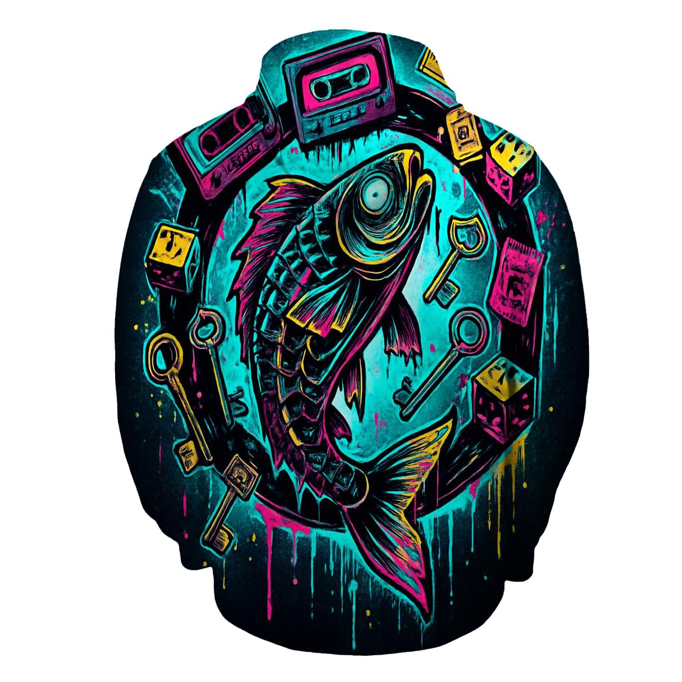 Clockwork Koi In The Neon Thriftstorm lightweight hoodies