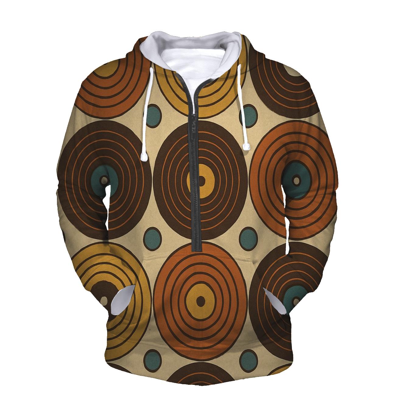 Vinyl Record Ripple Grid zip-up hoodies