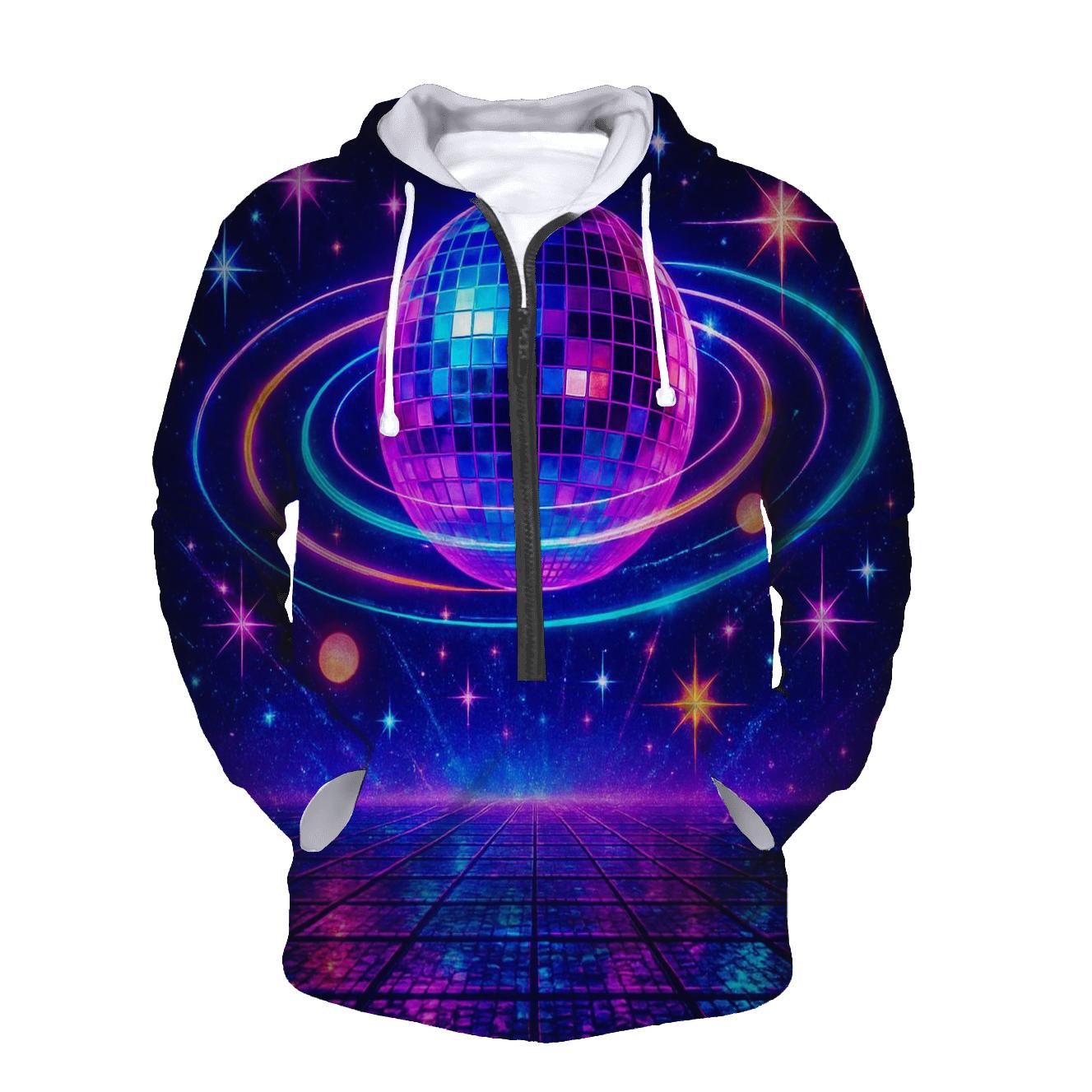 Neon Disco Orbit Grid heavyweight hoodies