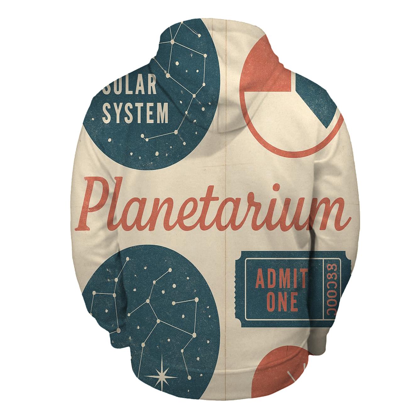 Mid Century Planetarium Brochure Collage Print zip-up hoodies
