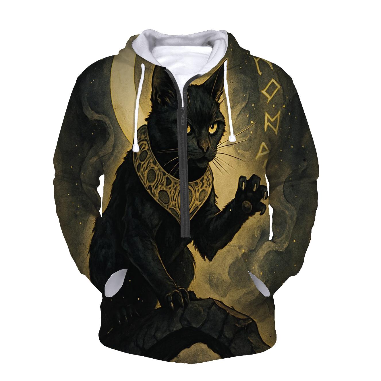 Moonlit Rune Sentinel Cat hoodies fashion