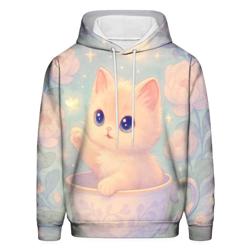 Moonlit Teacup Kitten Garden zip-up hoodies