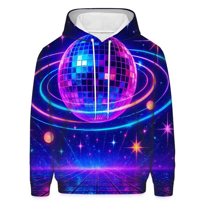 Neon Disco Orbit Grid embroidered hoodies