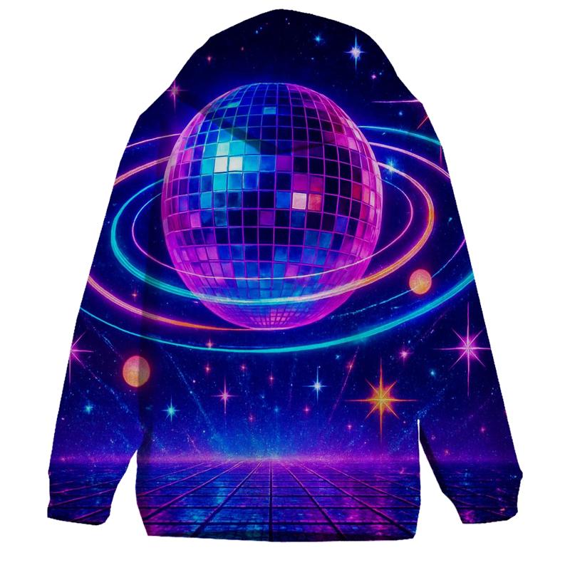 Neon Disco Orbit Grid embroidered hoodies