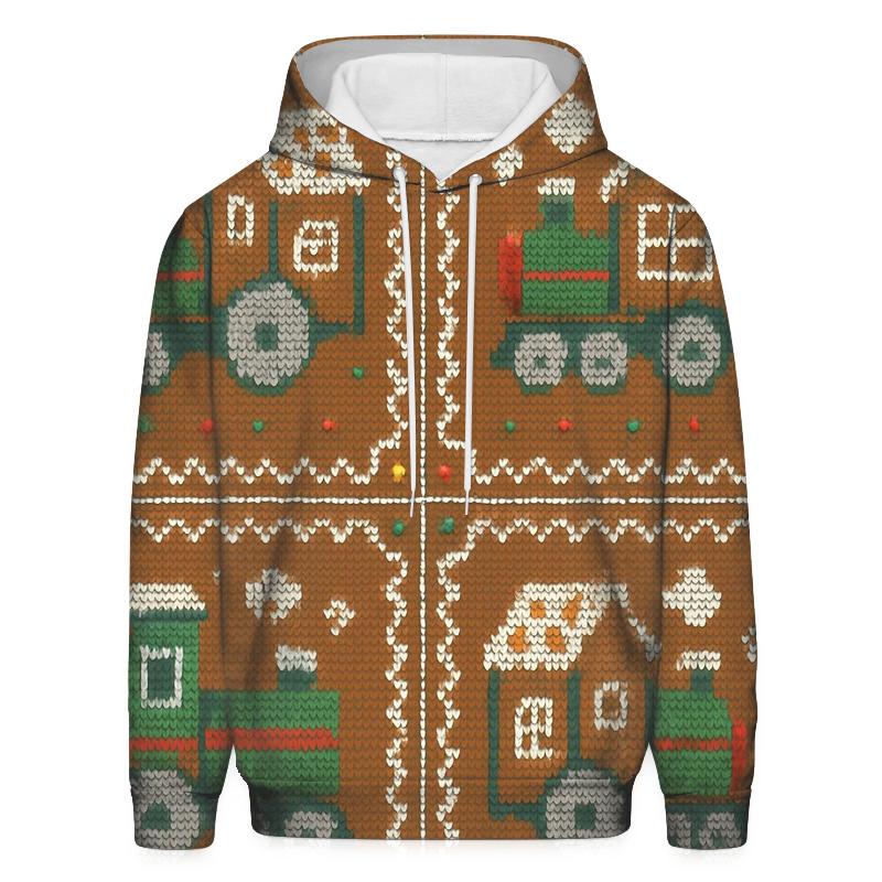 Toy Train Gingerbread Loop Design heavyweight hoodies