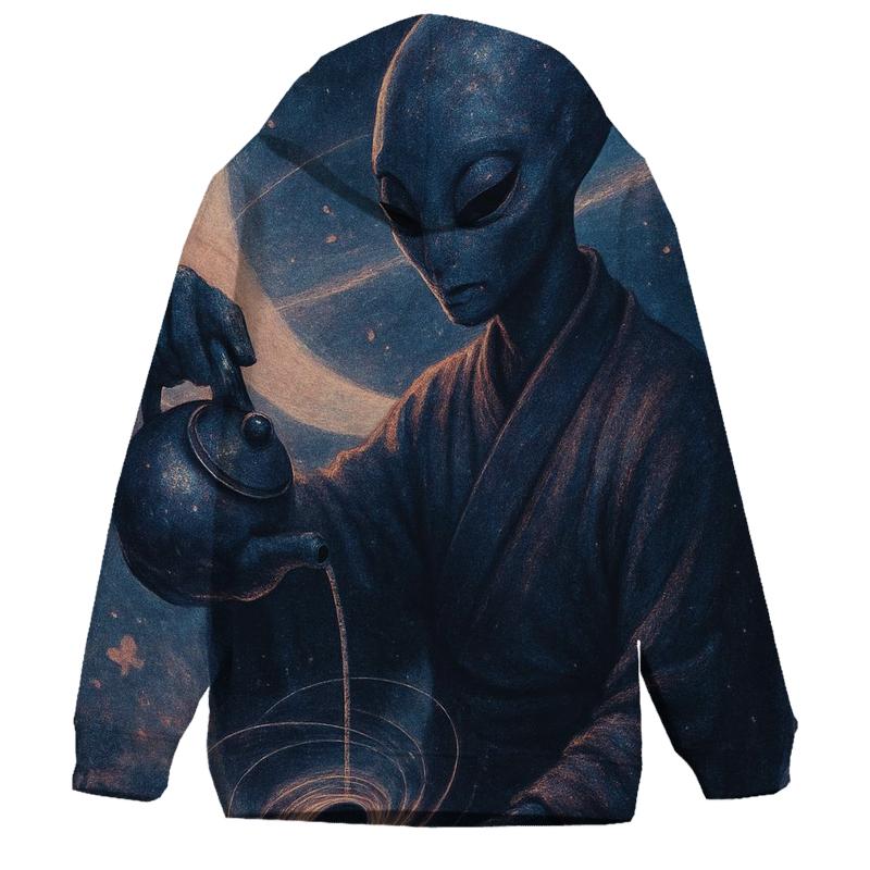 Black Hole Tea Ceremony On The Event Horizon printed hoodies