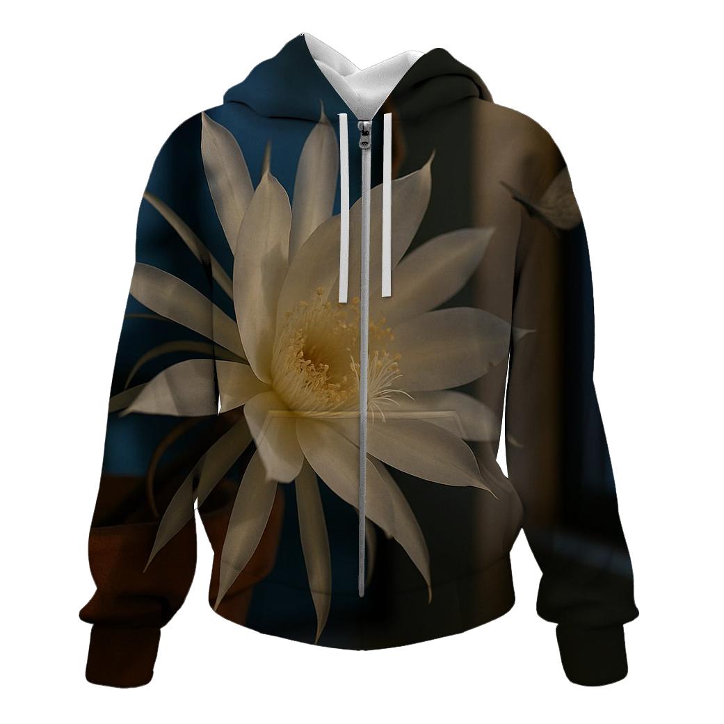 Night Blooming Cereus On A City Windowsill graphic hoodies