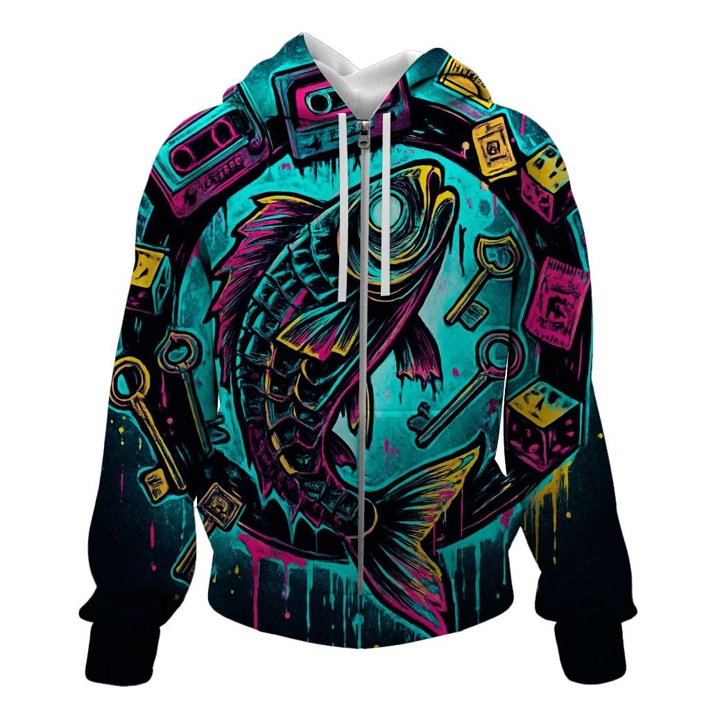 Clockwork Koi In The Neon Thriftstorm designer hoodies