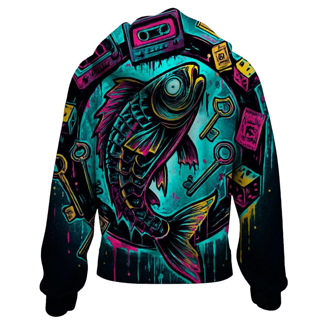 Clockwork Koi In The Neon Thriftstorm designer hoodies