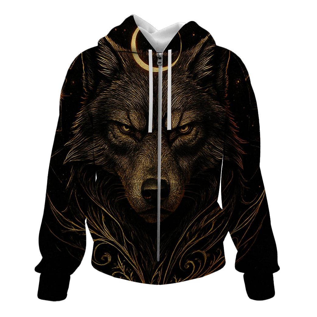 Gilded Eclipse Wolf Sentinel custom hoodies