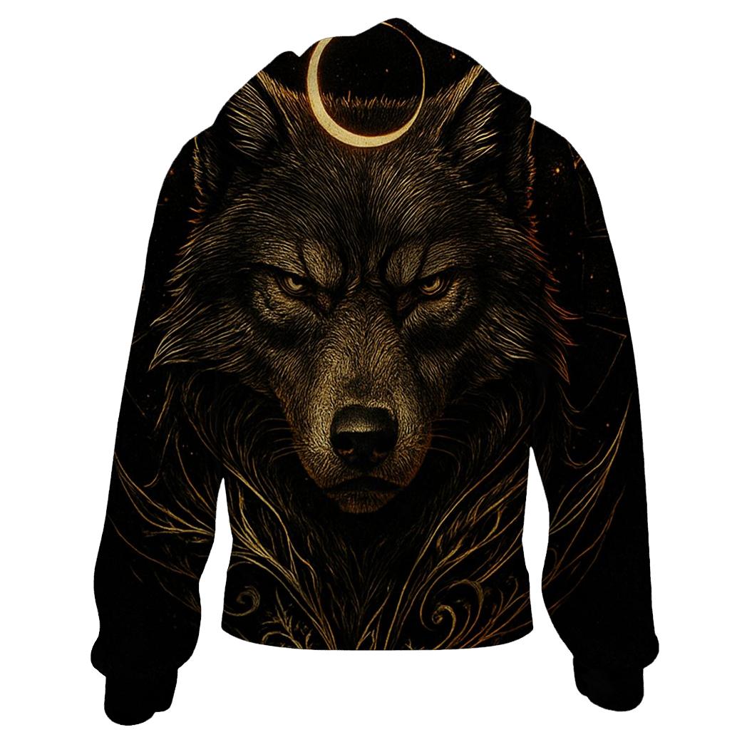 Gilded Eclipse Wolf Sentinel custom hoodies