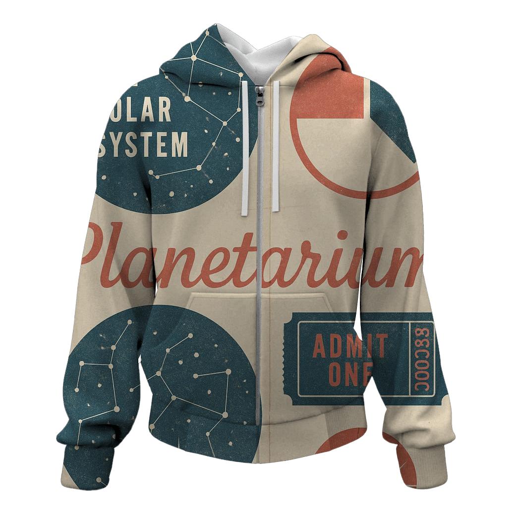 Mid Century Planetarium Brochure Collage Print graphic hoodies