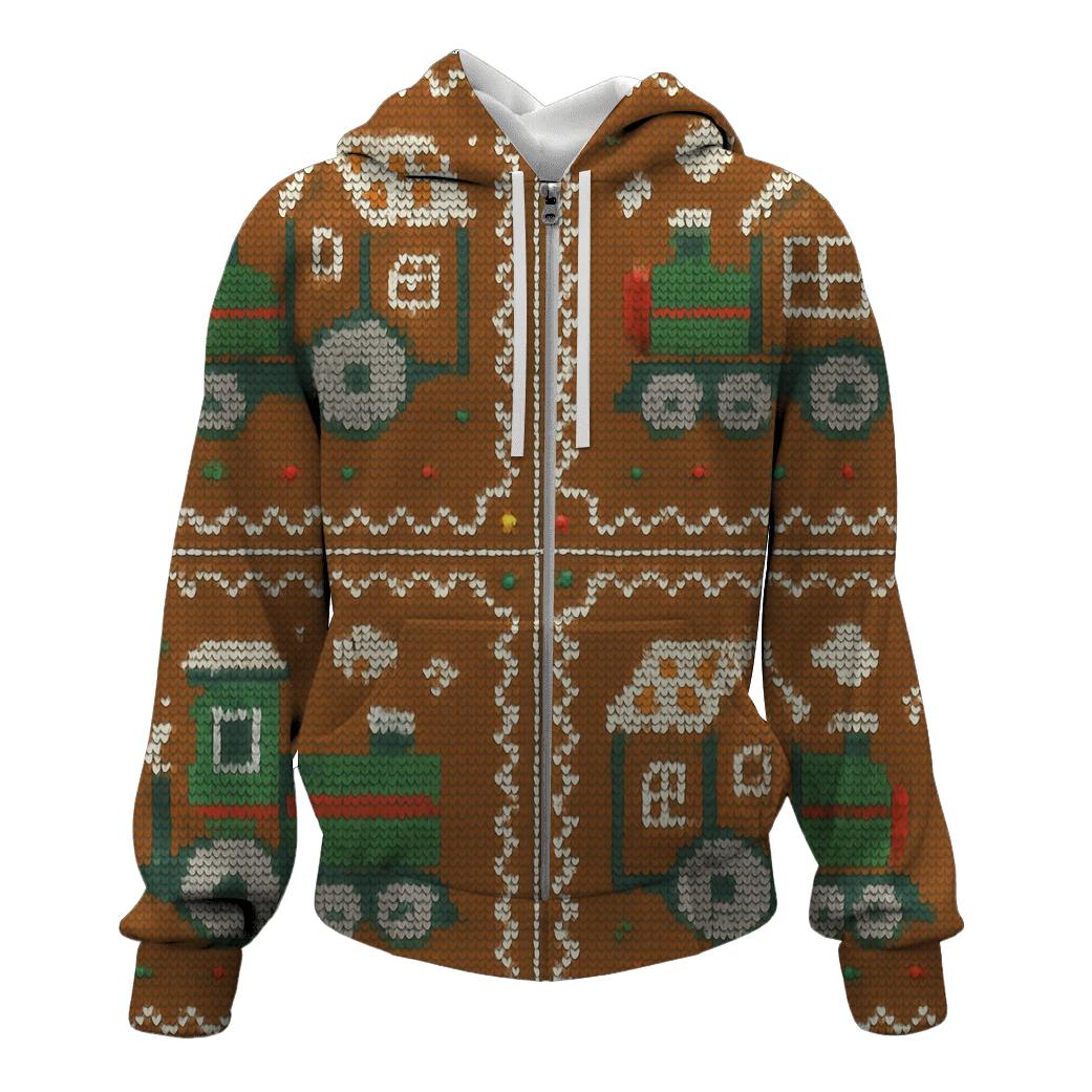Toy Train Gingerbread Loop Design designer hoodies