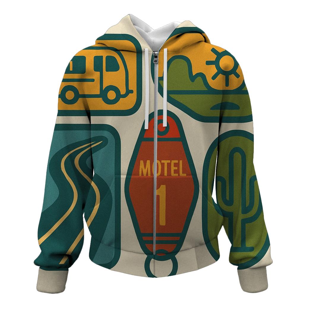 Groovy Road Trip Badge Collage pullover hoodies