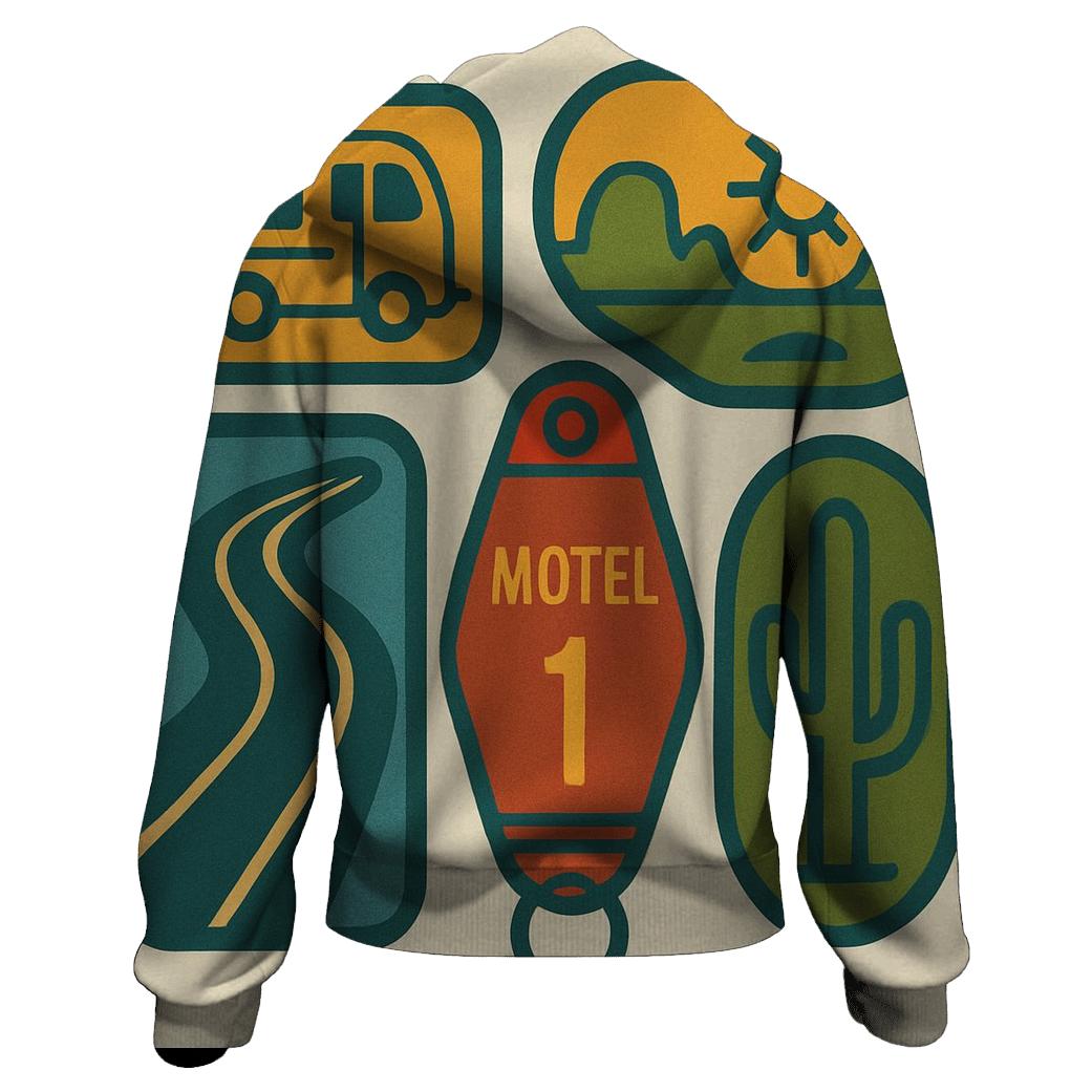 Groovy Road Trip Badge Collage pullover hoodies