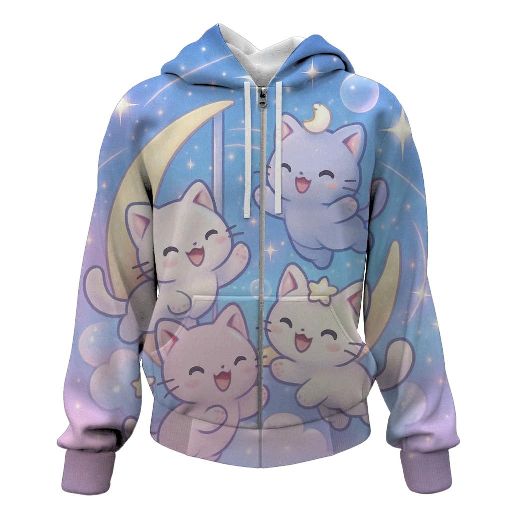 Starlight Carousel Kittens printed hoodies