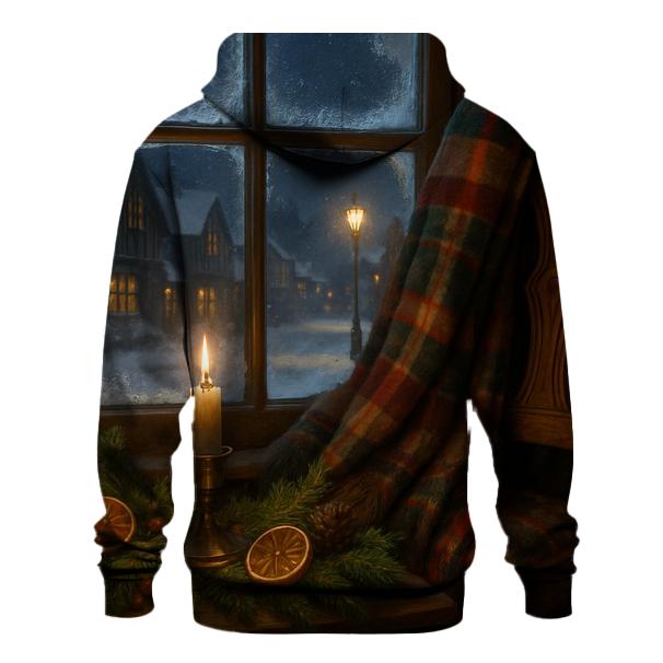 Candlelit Evergreen Window On A Snowy Night designer hoodies