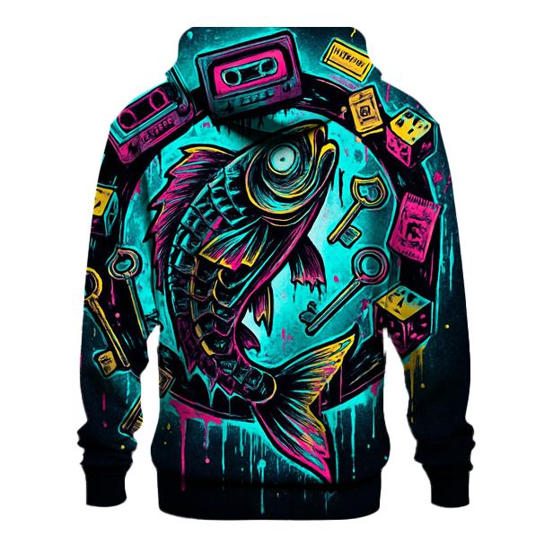 Clockwork Koi In The Neon Thriftstorm embroidered hoodies
