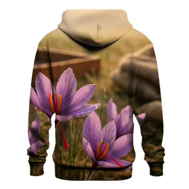 Saffron Crocus After Dawn In A Kashmir Field embroidered hoodies