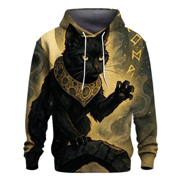 Moonlit Rune Sentinel Cat heavyweight hoodies
