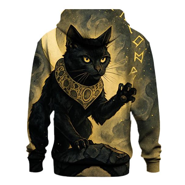 Moonlit Rune Sentinel Cat heavyweight hoodies
