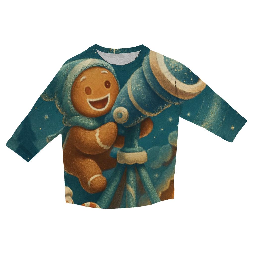 Gingerbread Observatory Under The Aurora fashion 3/4 sleeve shirts