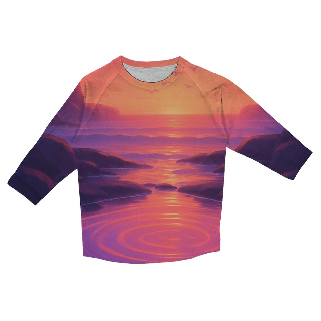 Celestial Tidepool Sunset Sanctuary casual three quarter sleeve shirts