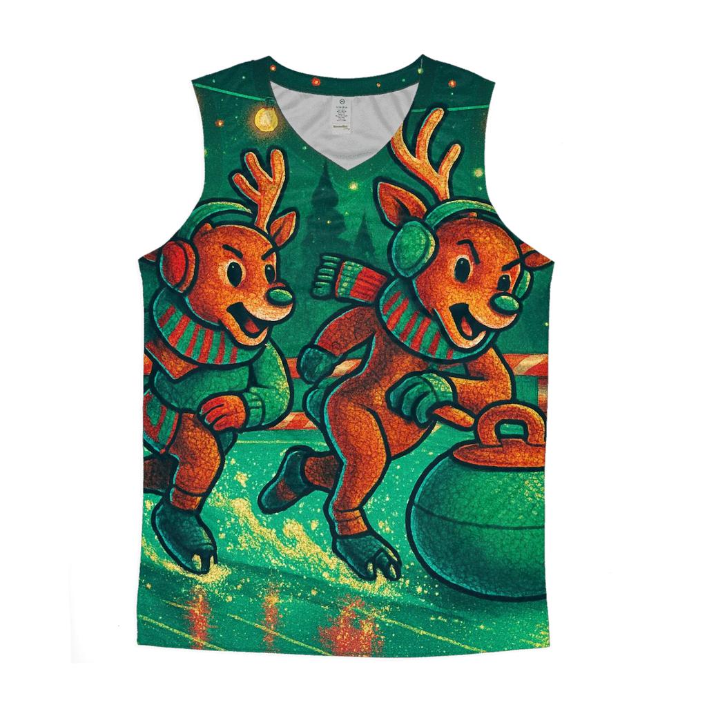 Reindeer Curling Championship On Peppermint Ice stylish racerback tanks