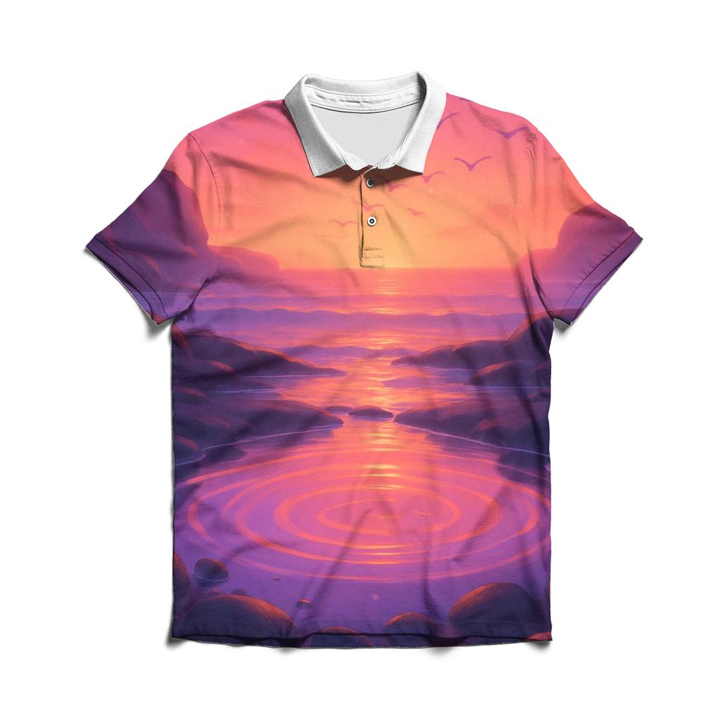 Celestial Tidepool Sunset Sanctuary casual sports polo shirts