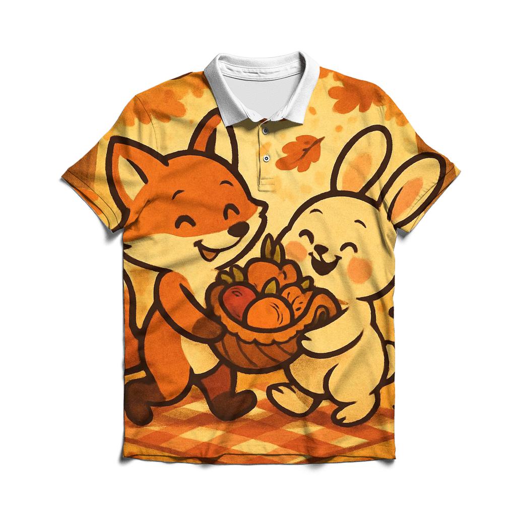 Forest Friends Harvest Parade Under Sunbeams casual sports polo shirts