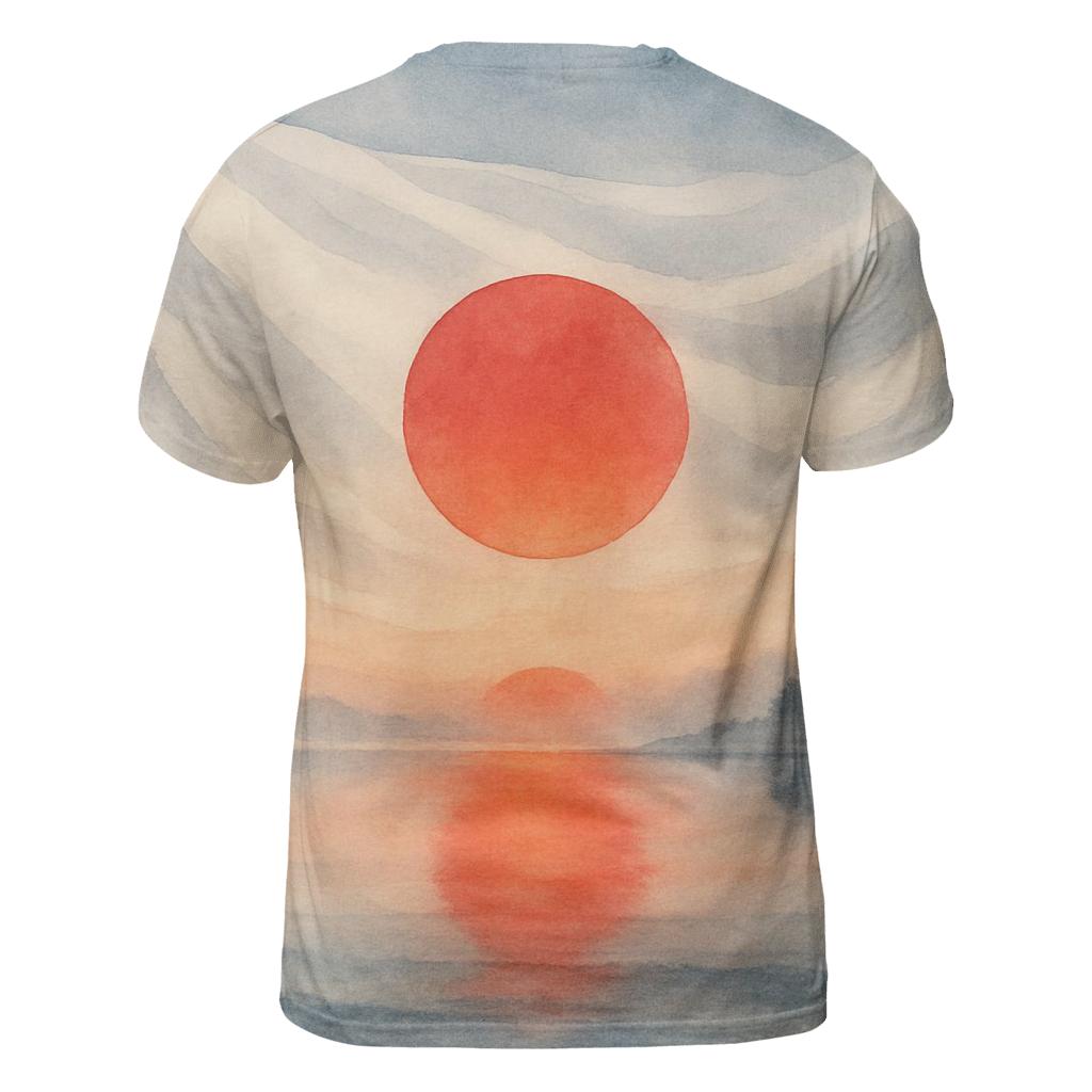 Japan Rising Tide Reflection artistic all-over print tops