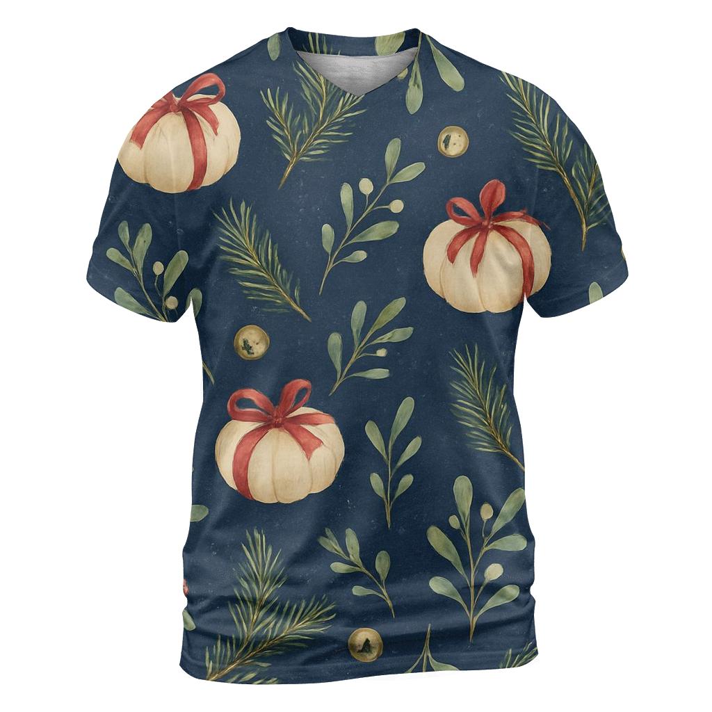 Ivory Pumpkin Gift Wrap Scatter On Midnight Blue Background creative print fashion shirts