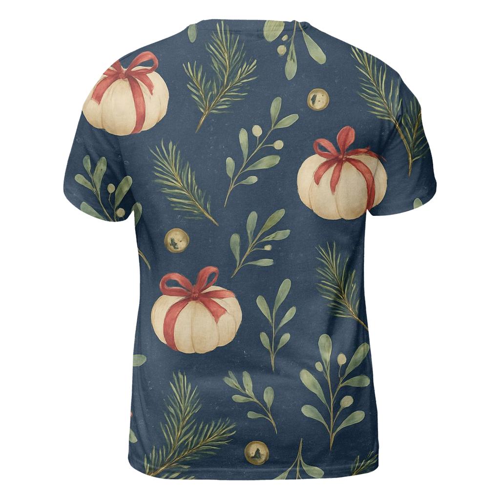 Ivory Pumpkin Gift Wrap Scatter On Midnight Blue Background creative print fashion shirts