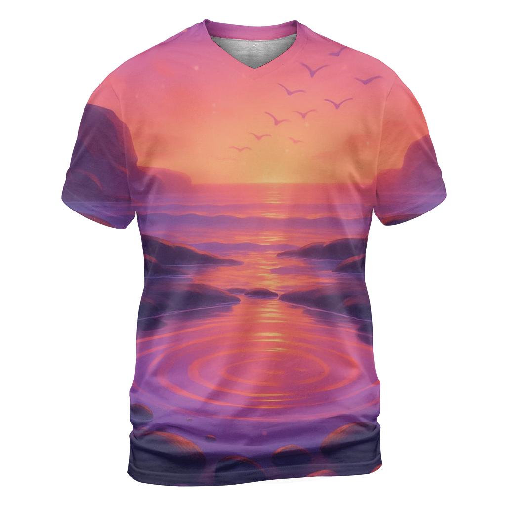 Celestial Tidepool Sunset Sanctuary designer pattern shirts