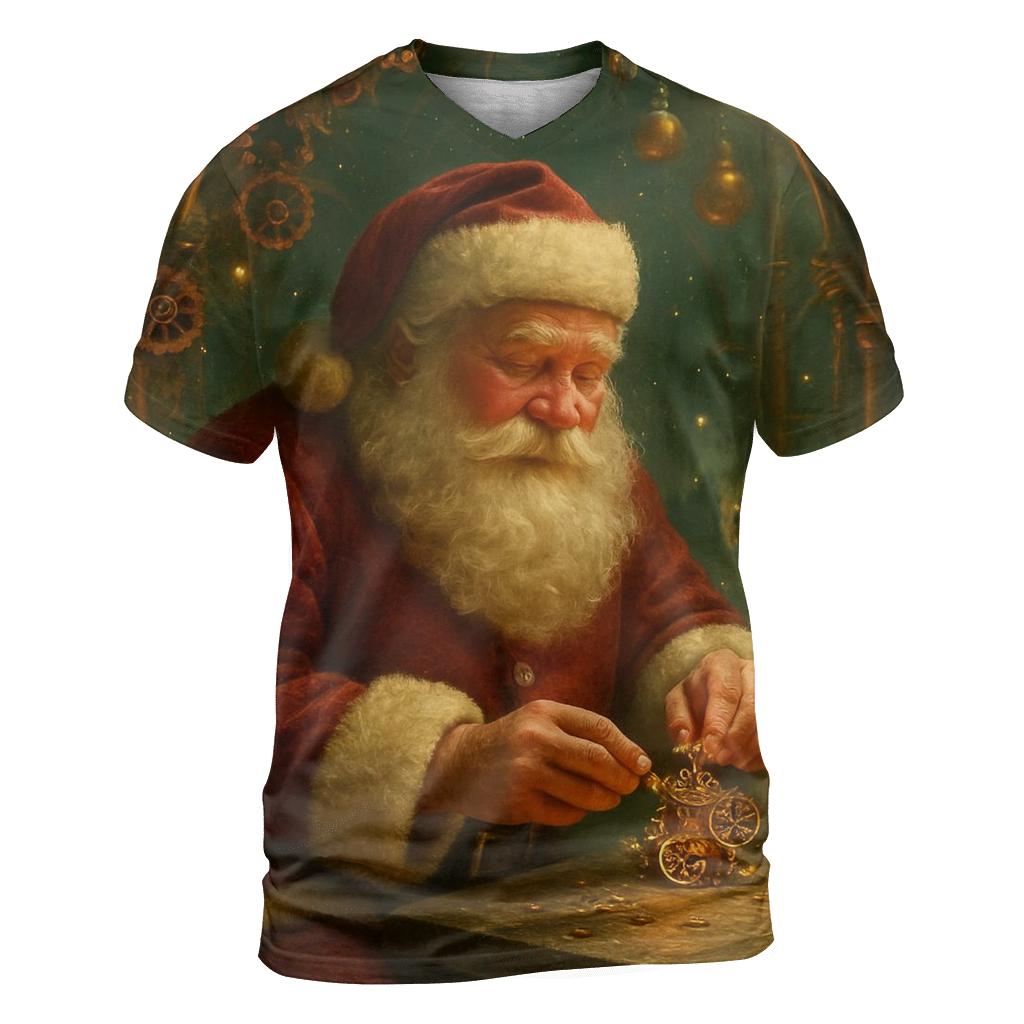 North Pole Clockwork Giftmaker Santa creative print fashion shirts