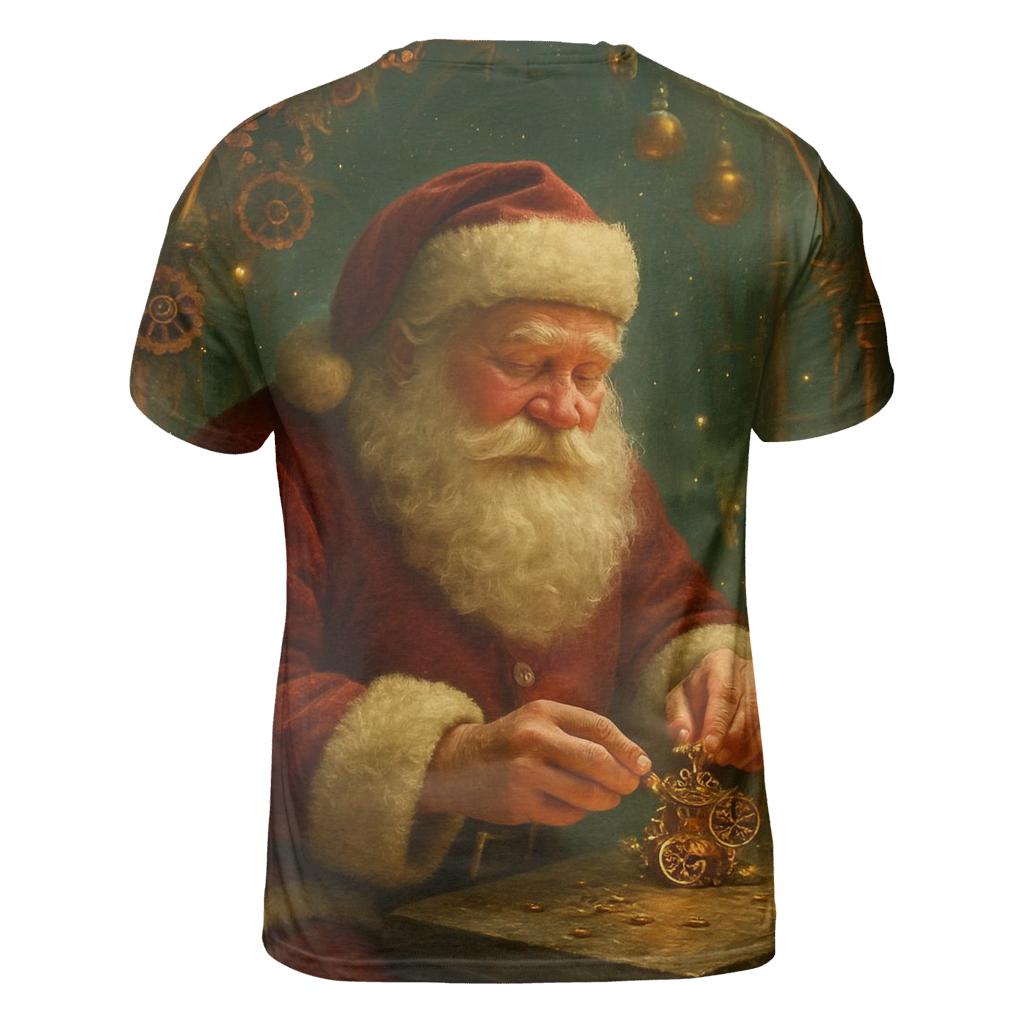 North Pole Clockwork Giftmaker Santa creative print fashion shirts