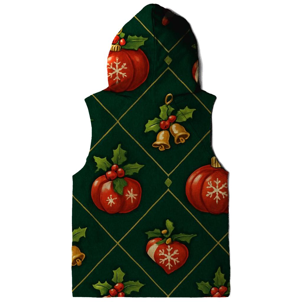Crimson Pumpkin Ornaments Lattice On Evergreen Background heavyweight hoodies