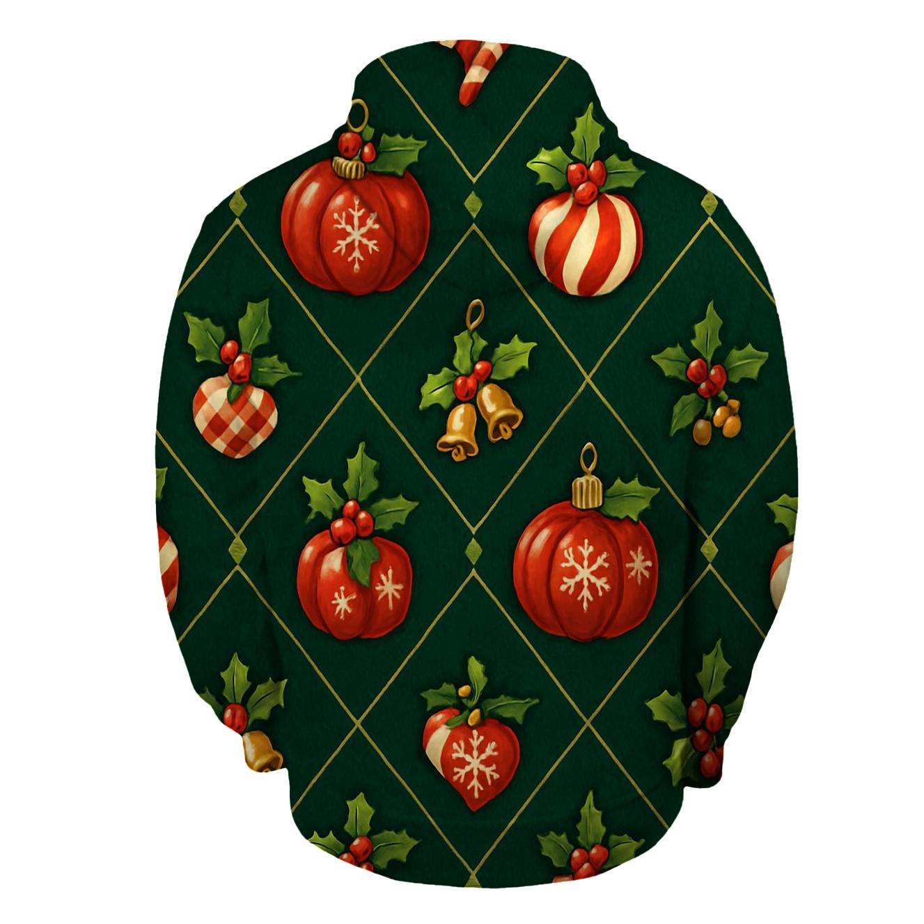 Crimson Pumpkin Ornaments Lattice On Evergreen Background hoodies fashion