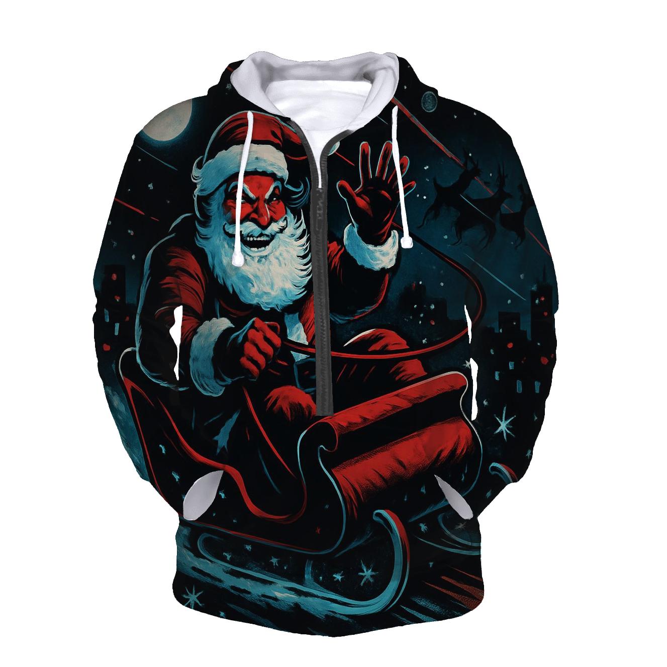 Midnight Sleigh Drift Santa heavyweight hoodies