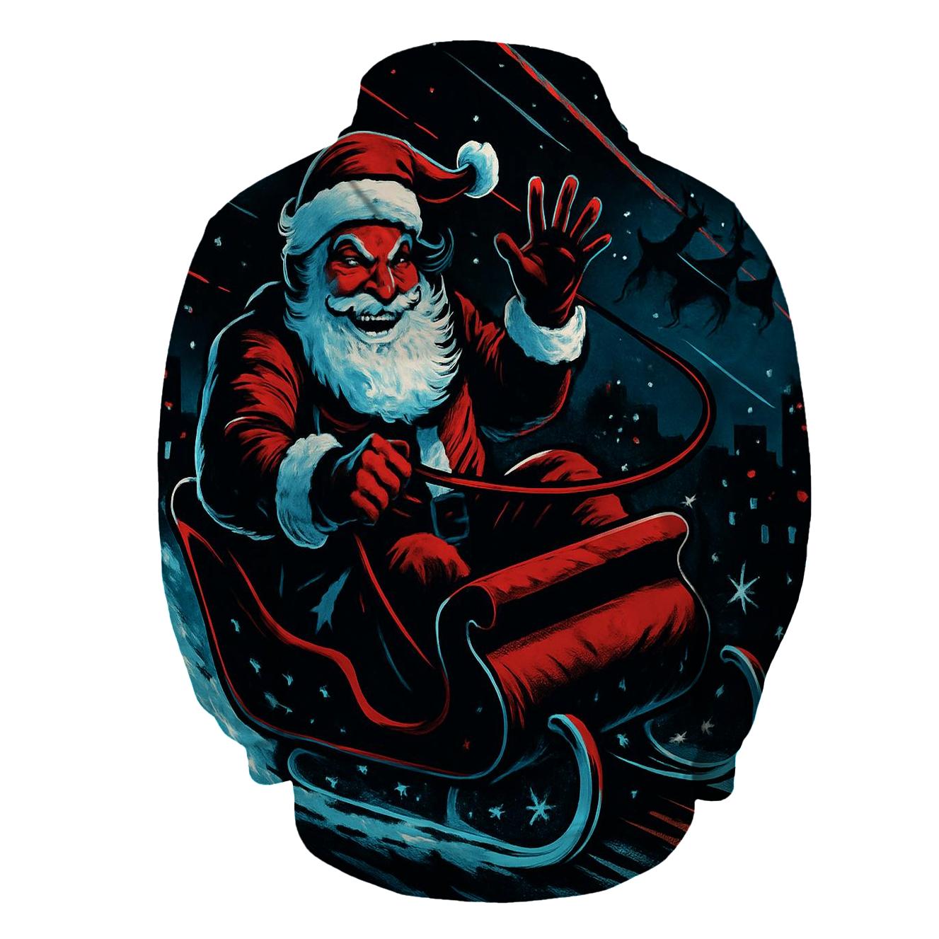 Midnight Sleigh Drift Santa heavyweight hoodies