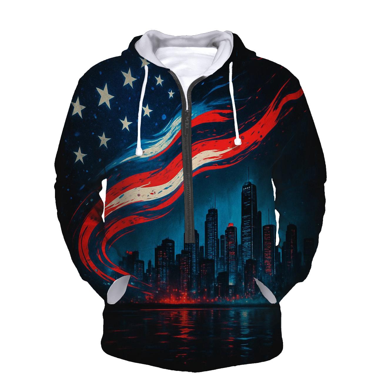 Skyline Stripes Over Midnight Harbor zip-up hoodies
