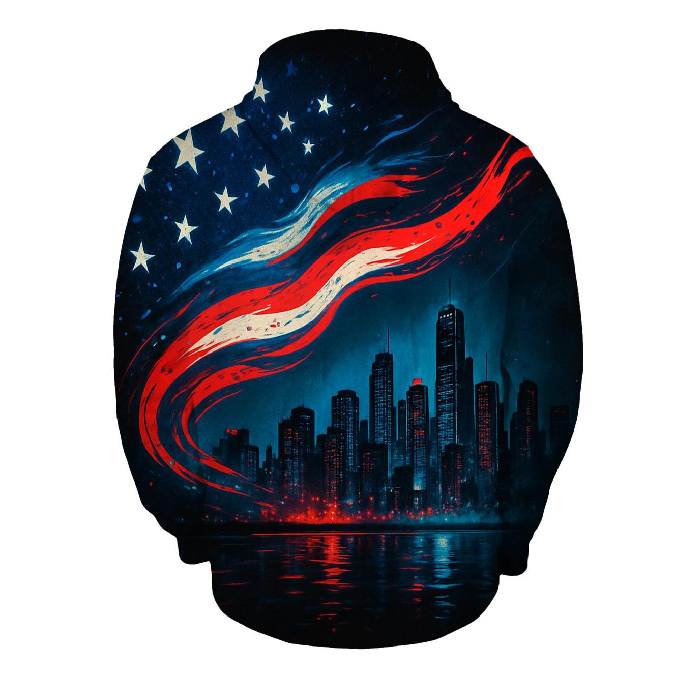 Skyline Stripes Over Midnight Harbor zip-up hoodies