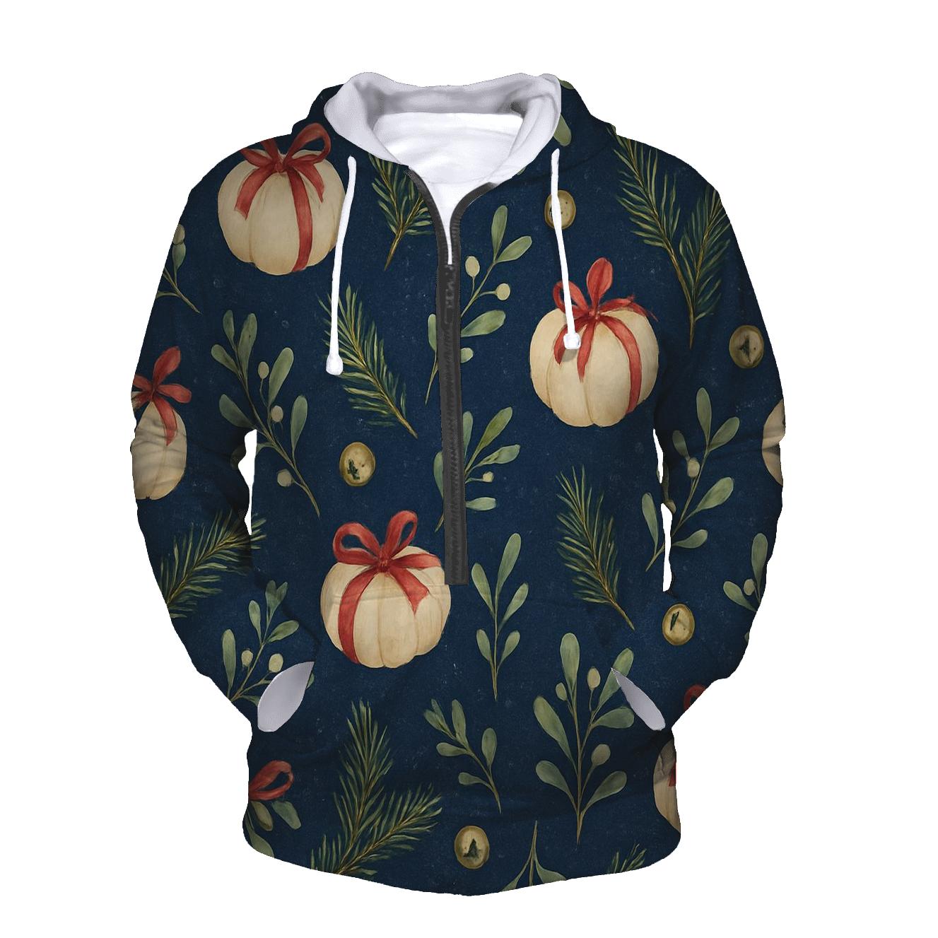Ivory Pumpkin Gift Wrap Scatter On Midnight Blue Background hoodie styles
