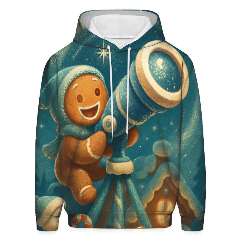 Gingerbread Observatory Under The Aurora printed hoodies