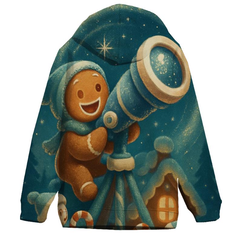 Gingerbread Observatory Under The Aurora printed hoodies