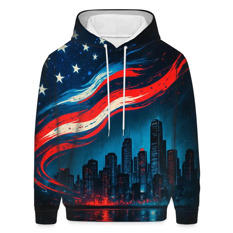 Skyline Stripes Over Midnight Harbor pullover hoodies