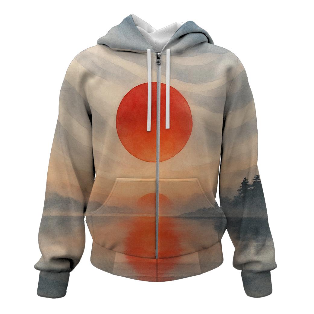 Japan Rising Tide Reflection pullover hoodies