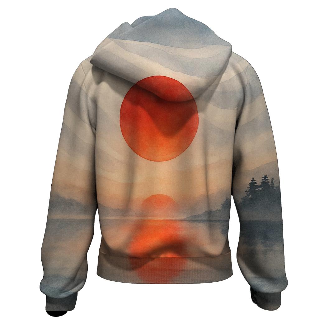 Japan Rising Tide Reflection pullover hoodies