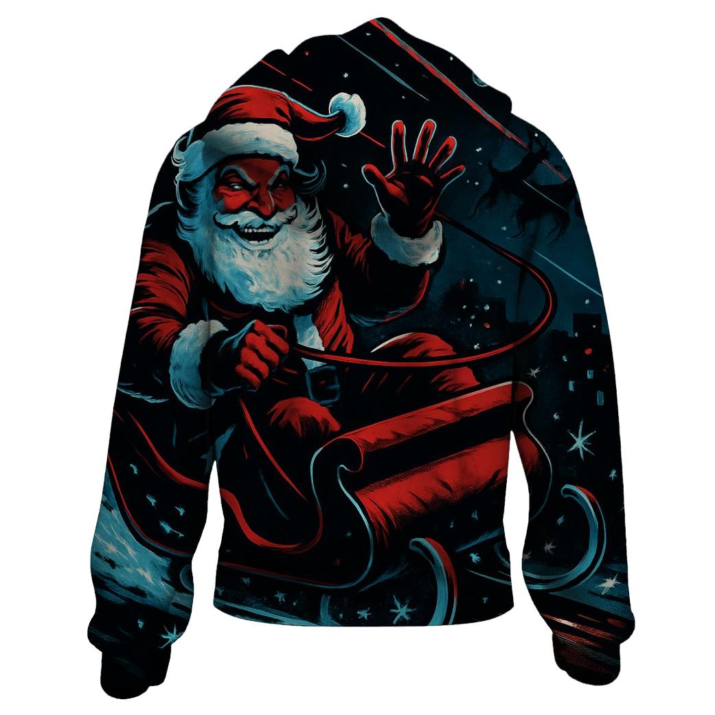 Midnight Sleigh Drift Santa printed hoodies